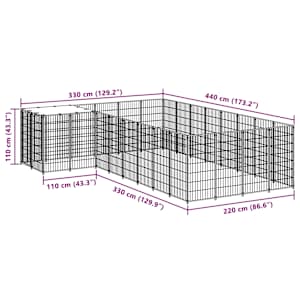 Psí kotec černý 10,89 m² ocel - obrázek 7