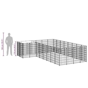 Psí kotec černý 10,89 m² ocel - obrázek 8