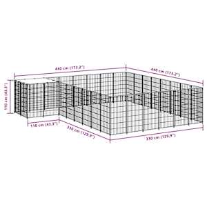 Psí kotec černý 15,73 m² ocel - obrázek 7