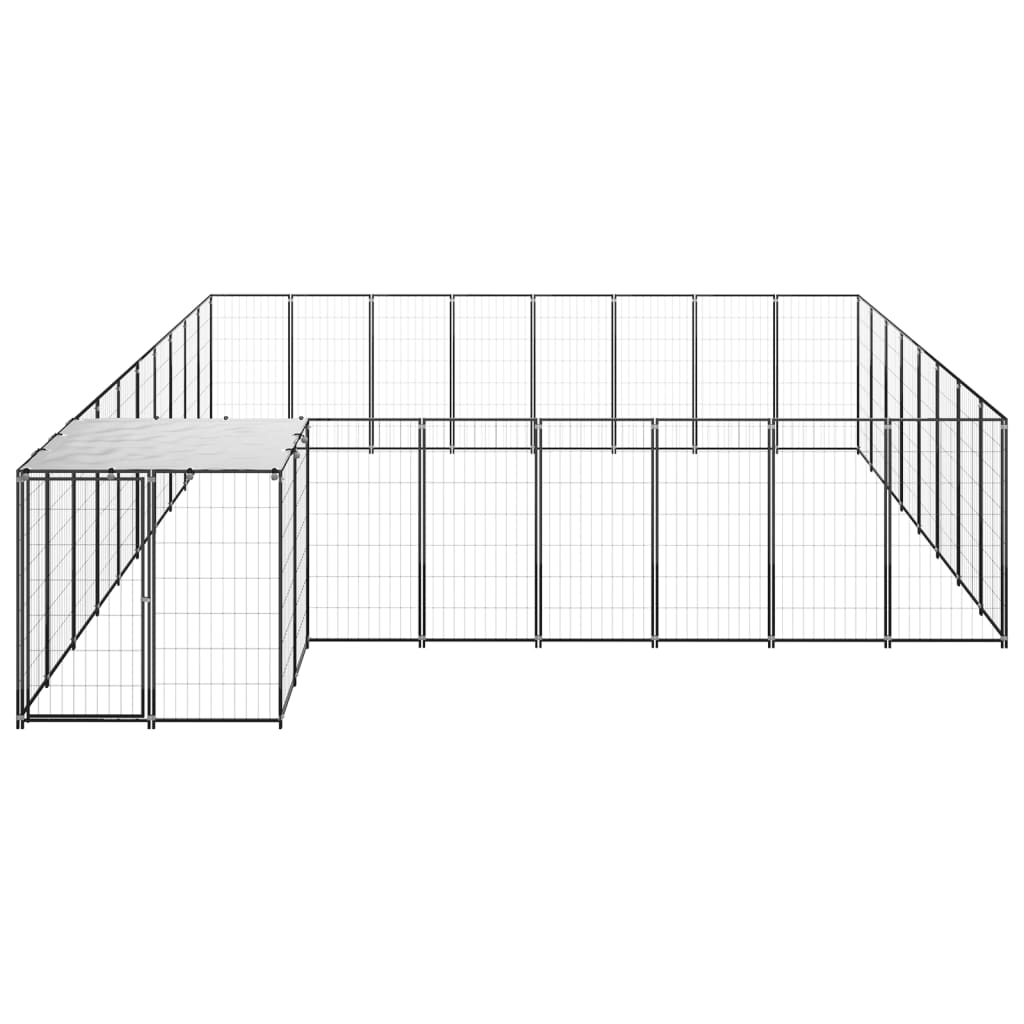 fekete acél kutyakennel 20,57 m²