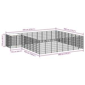 Psí kotec černý 20,57 m² ocel - obrázek 7