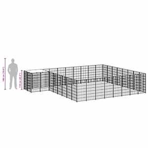 Psí kotec černý 20,57 m² ocel - obrázek 8