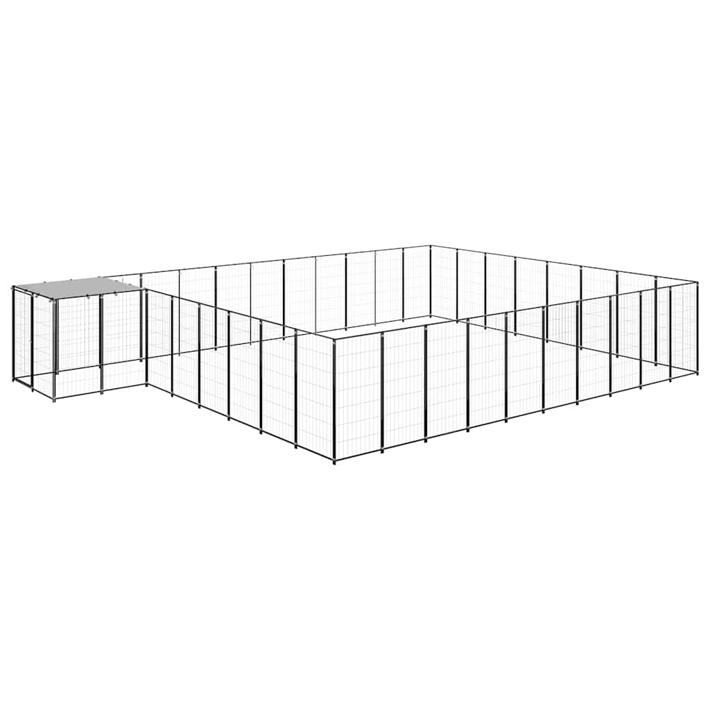 vidaXL Psí kotec černý 25,41 m² ocel
