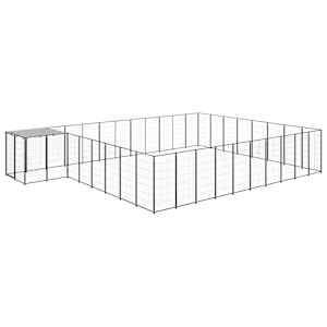 Psí kotec černý 25,41 m² ocel - obrázek 2