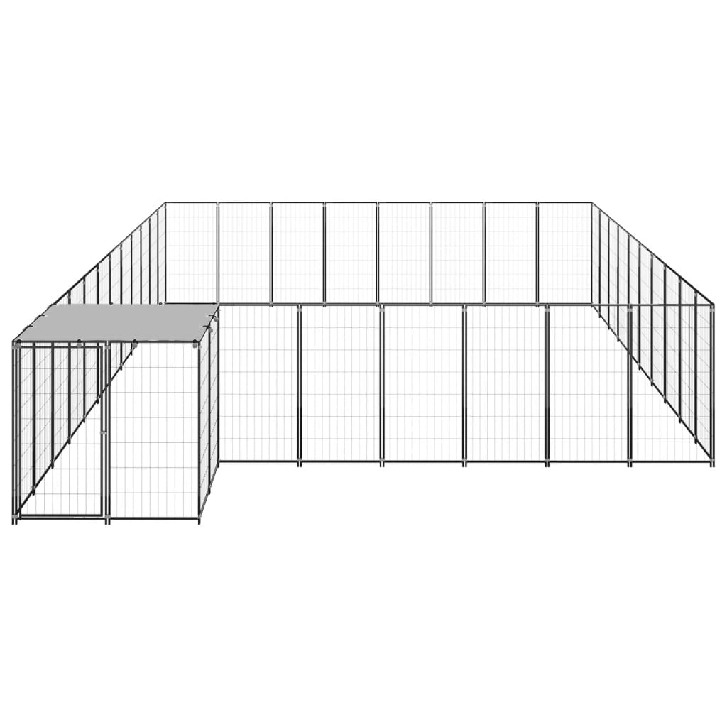 Chenil d'extérieur en acier noir pour chien - Panneaux à mailles - 660 x 440 x 110 cm - 25 m²