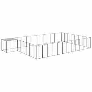 Psí kotec černý 30,25 m² ocel - obrázek 2