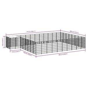 Psí kotec černý 30,25 m² ocel - obrázek 7