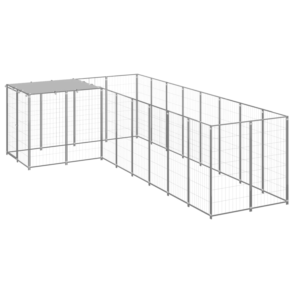 Chenil d'extérieur en acier galvanisé pour chien - Panneaux à mailles - 220 x 440 x 110 cm - 6 m²