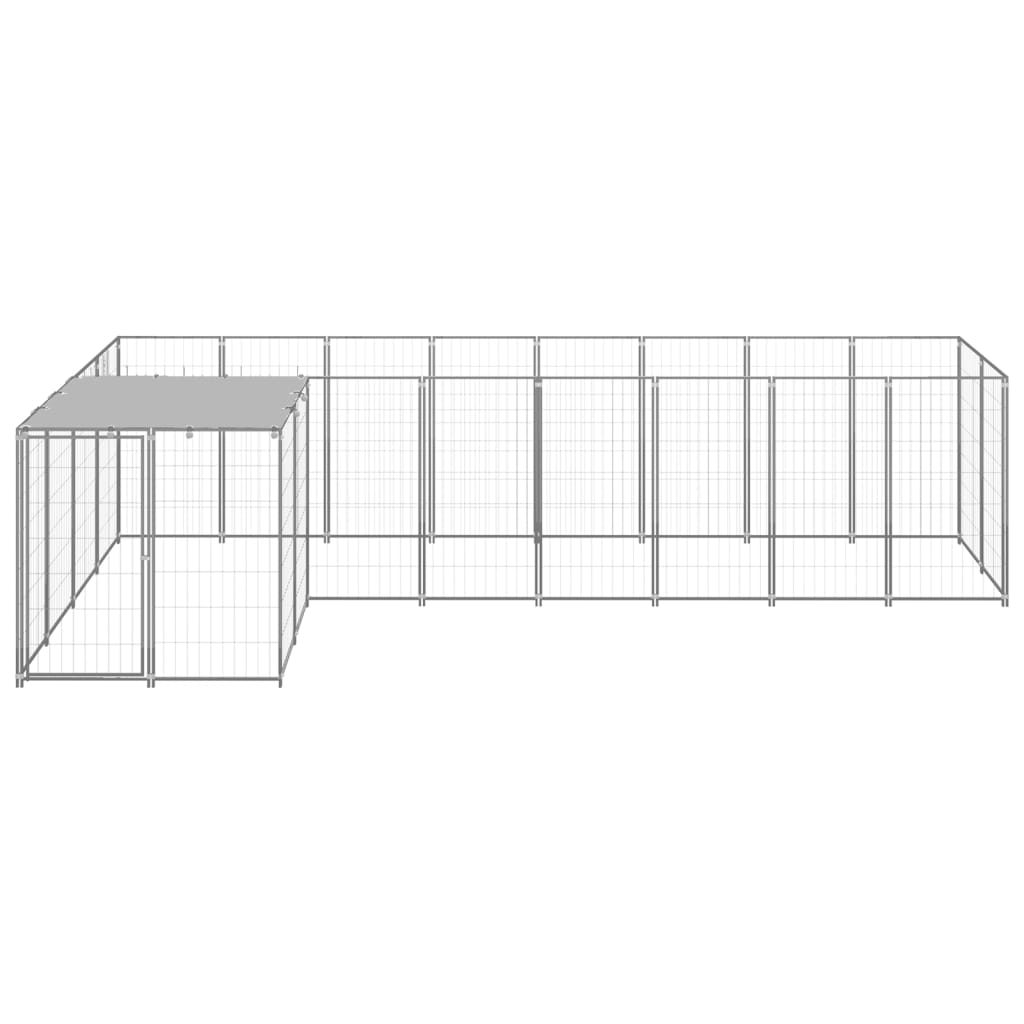 vidaXL Hondenkennel 6,05 m² staal zilverkleurig afbeelding