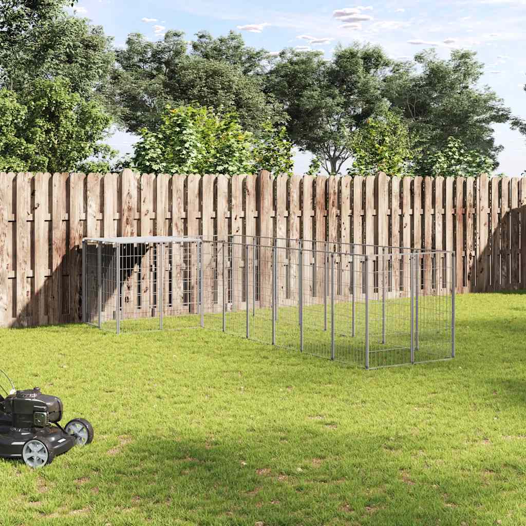 vidaXL Padoc pentru câini, argintiu, 6,05 m², oțel