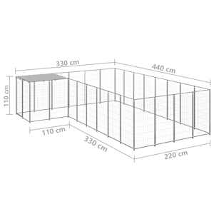Psí kotec stříbrný 10,89 m² ocel - obrázek 6