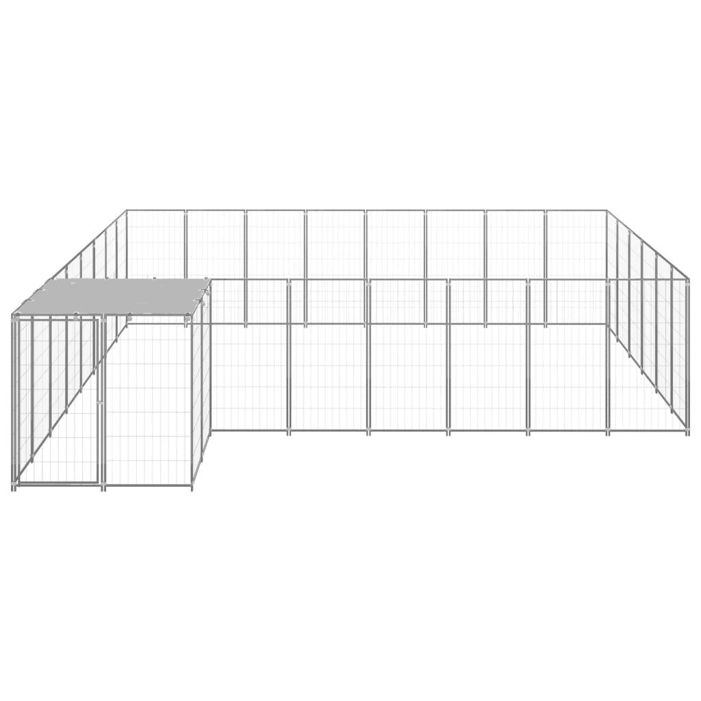 Chenil d'extérieur en acier galvanisé pour chien - Panneaux à mailles - 440 x 440 x 110 cm - 16 m²