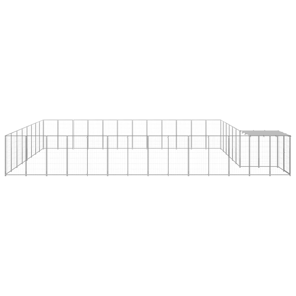 Chenil d'extérieur en acier galvanisé pour chien - Panneaux à mailles - 770 x 440 x 110 cm - 30m²