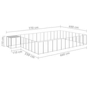 Psí kotec stříbrný 30,25 m² ocel - obrázek 6