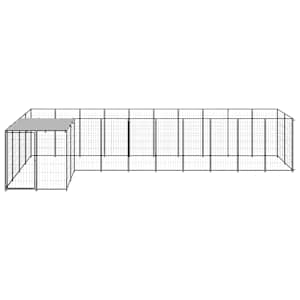 Psí kotec černý 7,26 m² ocel - obrázek 3