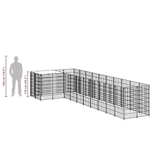 Psí kotec černý 7,26 m² ocel - obrázek 8