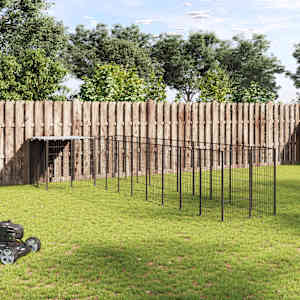 Psí kotec černý 7,26 m² ocel - obrázek 1