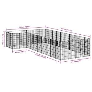 Psí kotec černý 13,31 m² ocel - obrázek 7