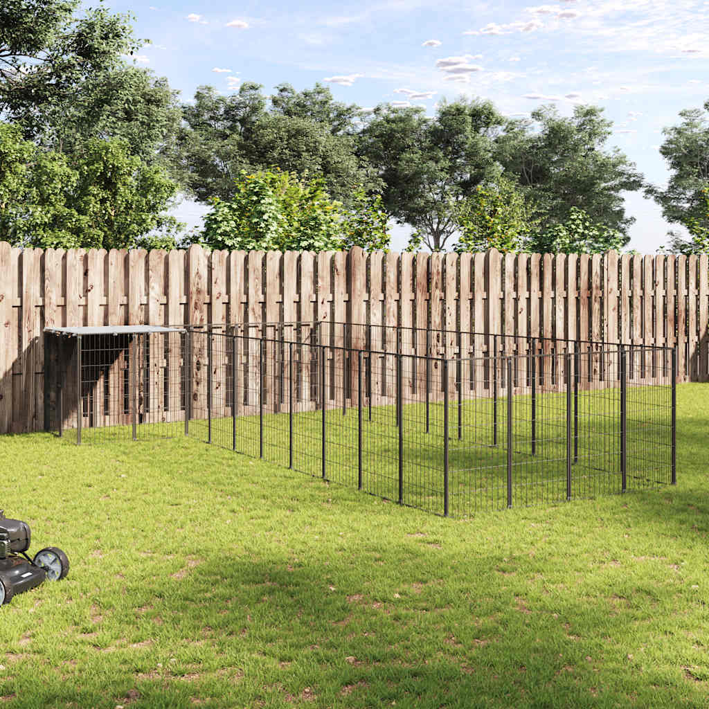 Voljeras šunims, juodos spalvos, 13,31m², plienas