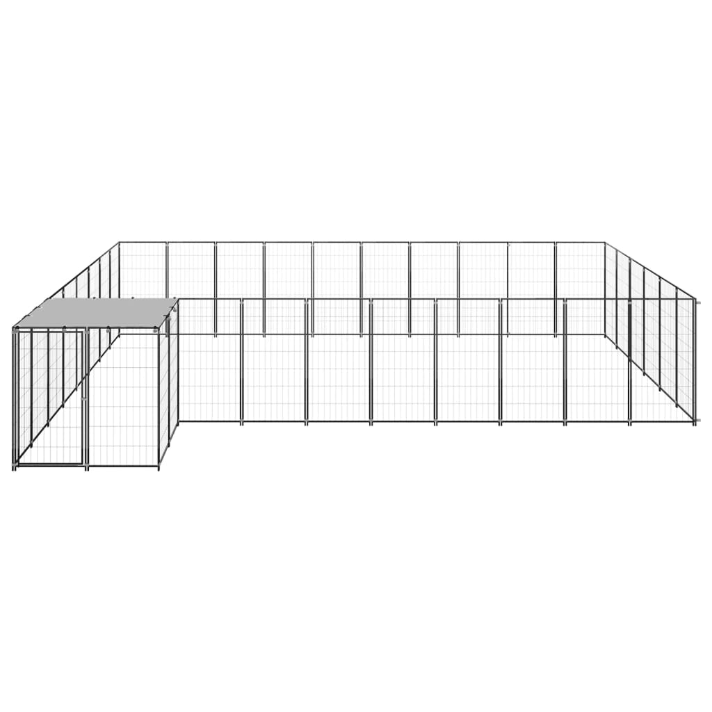 Chenil d'extérieur en acier noir pour chien - Panneaux à mailles - 440 x 550 x 110 cm - 19 m²
