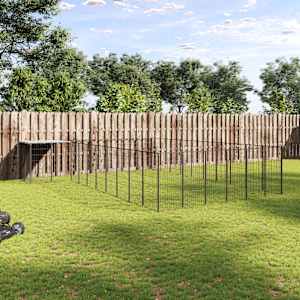 Psí kotec černý 19,36 m² ocel - obrázek 1