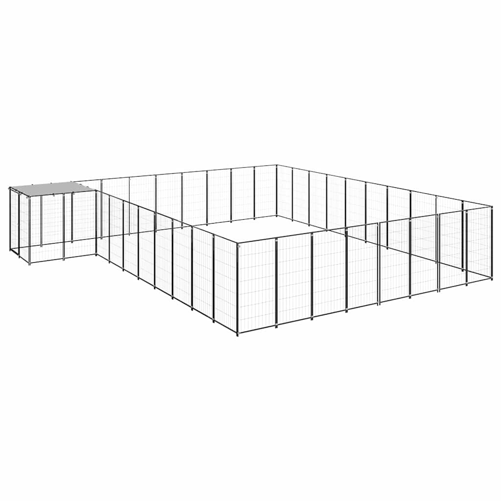 vidaXL Psí kotec černý 25,41 m² ocel