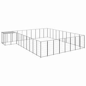 Psí kotec černý 25,41 m² ocel - obrázek 2