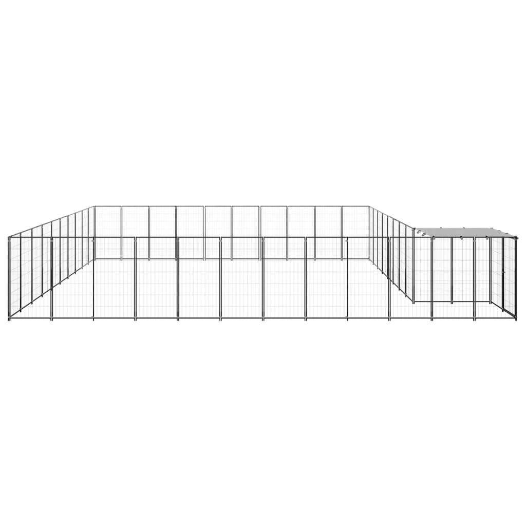 Chenil d'extérieur en acier noir pour chien - Panneaux à mailles - 660 x 550 x 110 cm - 31 m²