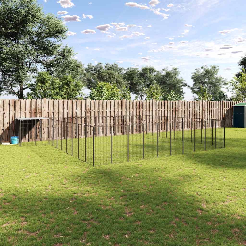 vidaXL Hundezwinger Schwarz 31,46 m² Stahl