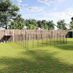 Psí kotec černý 31,46 m² ocel - obrázek 1