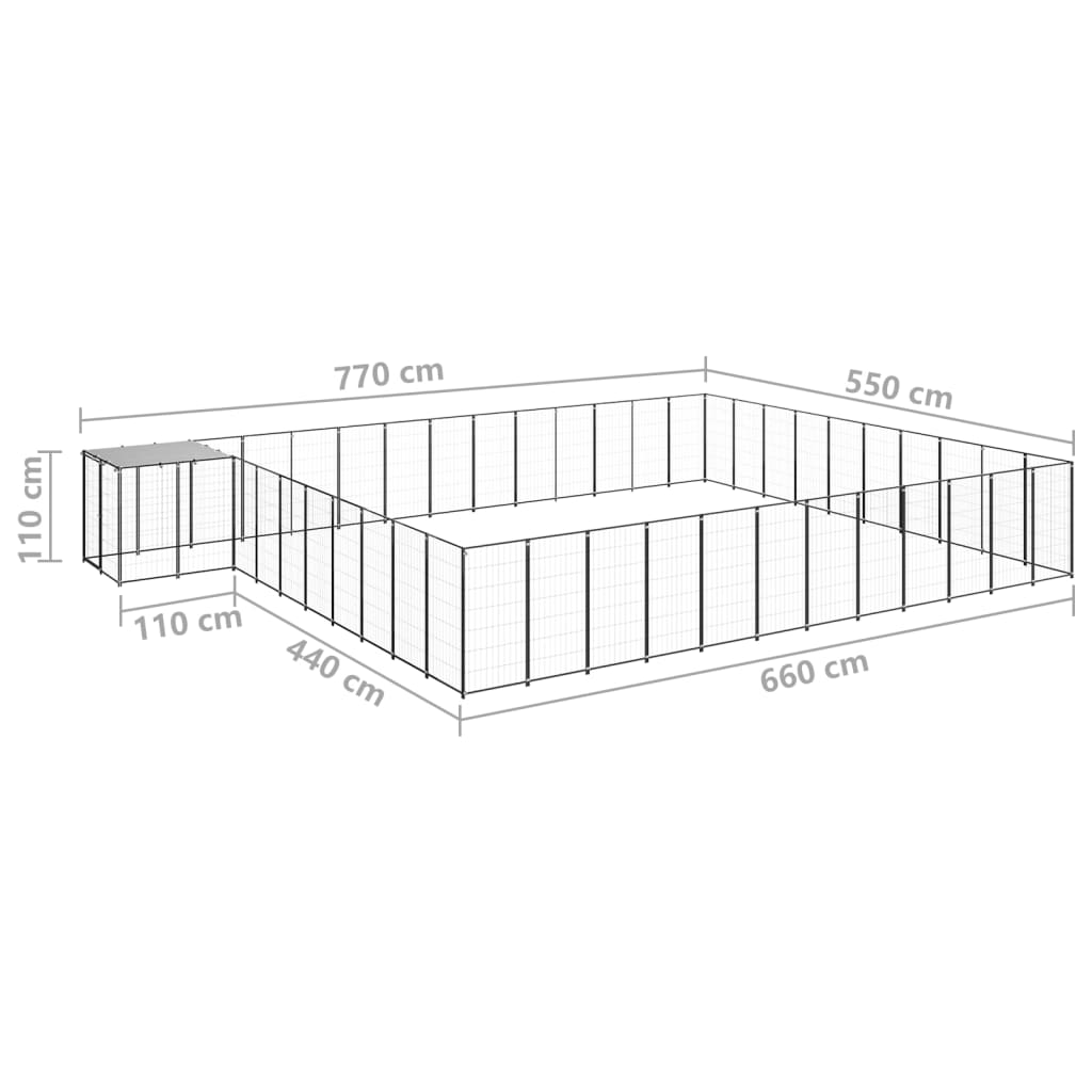 Pasji boks črn 37,51 m² jeklo