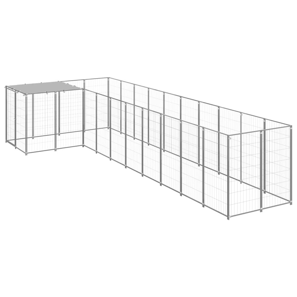 Chenil d'extérieur en acier galvanisé pour chien - Panneaux à mailles - 220 x 550 x 110 cm - 7 m²