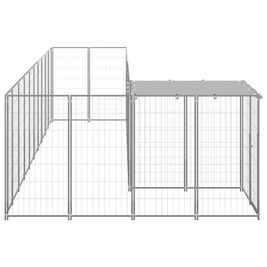 Chenil d'extérieur en acier galvanisé pour chien - Panneaux à mailles - 220 x 550 x 110 cm - 7 m²