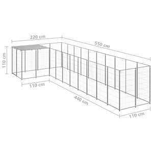 Psí kotec stříbrný 7,26 m² ocel - obrázek 6