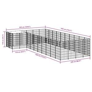 Psí kotec stříbrný 13,31 m² ocel - obrázek 7