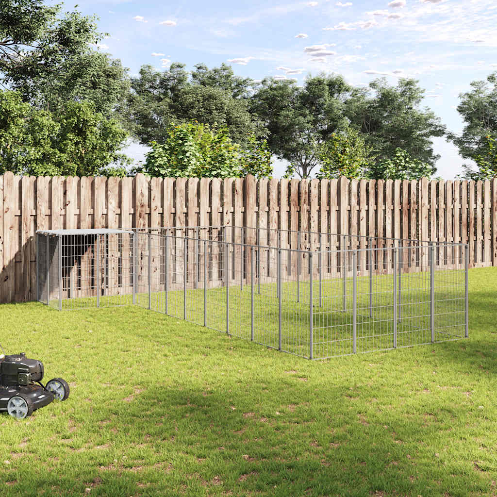 vidaXL Hundezwinger Silbern 13,31 m² Stahl