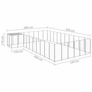 Psí kotec stříbrný 19,36 m² ocel - obrázek 6