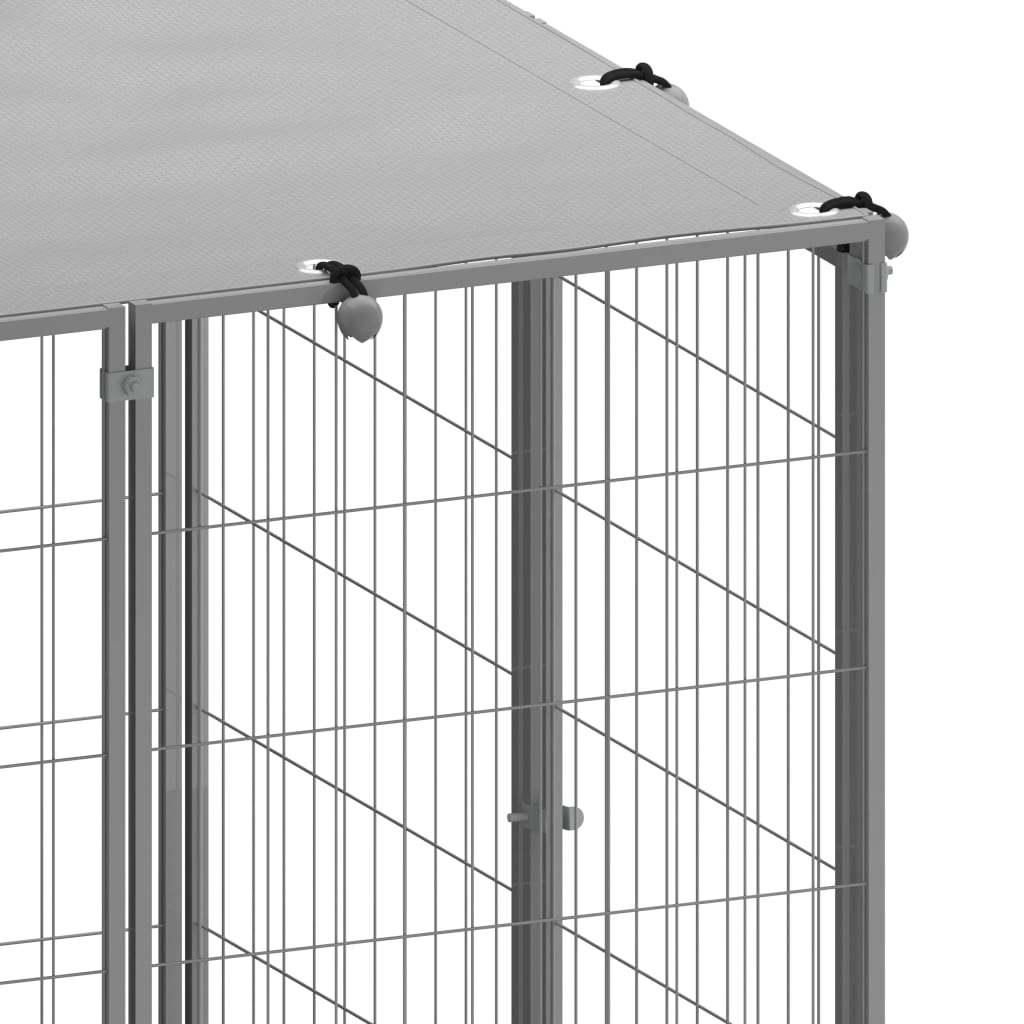 Chenil d'extérieur en acier galvanisé pour chien - Panneaux à mailles - 550 x 550 x 110 cm - 25m²