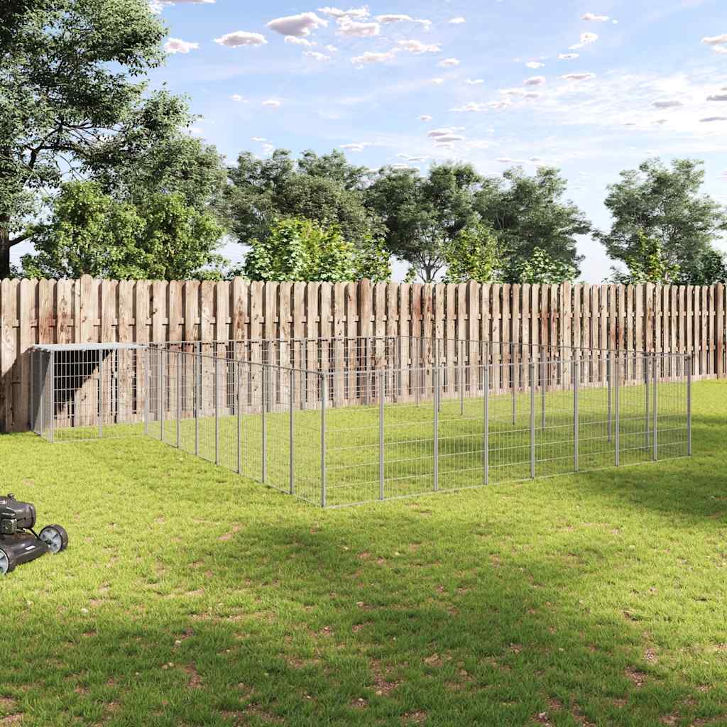 vidaXL Hundezwinger Silbern 25,41 m² Stahl