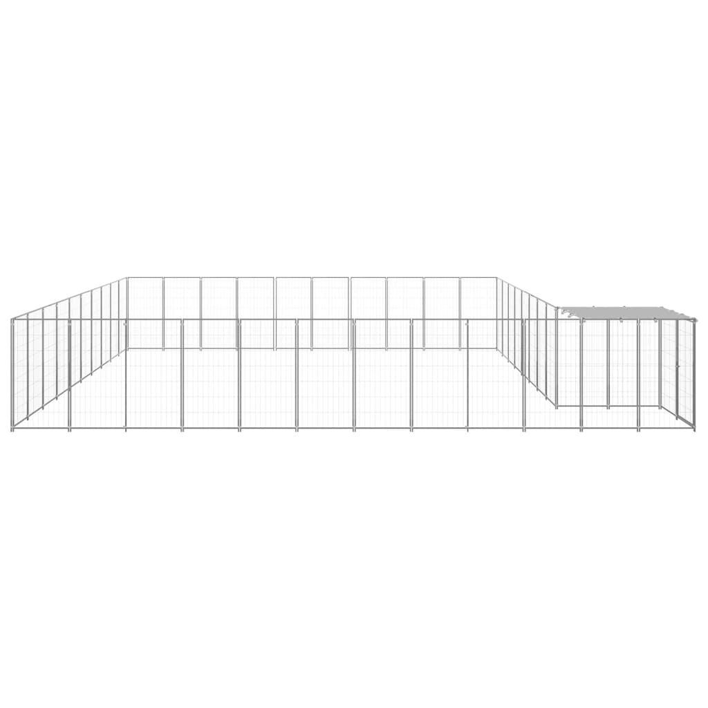 Chenil d'extérieur en acier galvanisé pour chien - Panneaux à mailles - 660 x 550 x 110 cm - 31m²