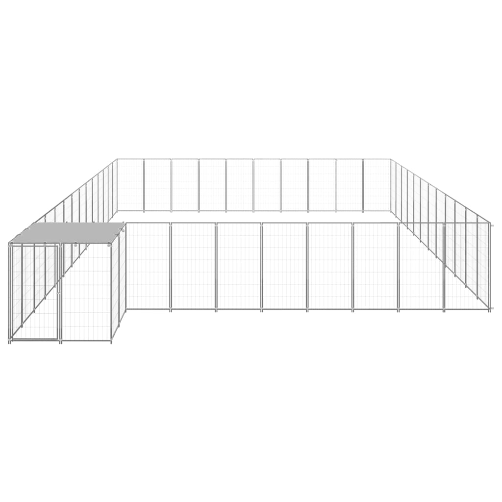 Chenil d'extérieur en acier galvanisé pour chien - Panneaux à mailles - 770 x 550 x 110 cm - 38m²