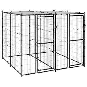 Zunanji pasji boks jeklo s streho 4,84 m²