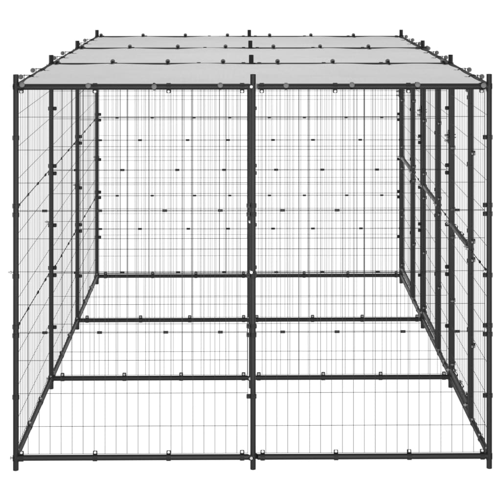 Thumbnail - vidaXL Outdoor-Hundezwinger Stahl mit Überdachung 7,26 m²