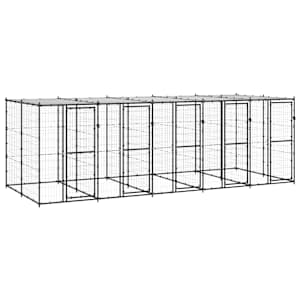 Zunanji pasji boks jeklo s streho 12,1 m²