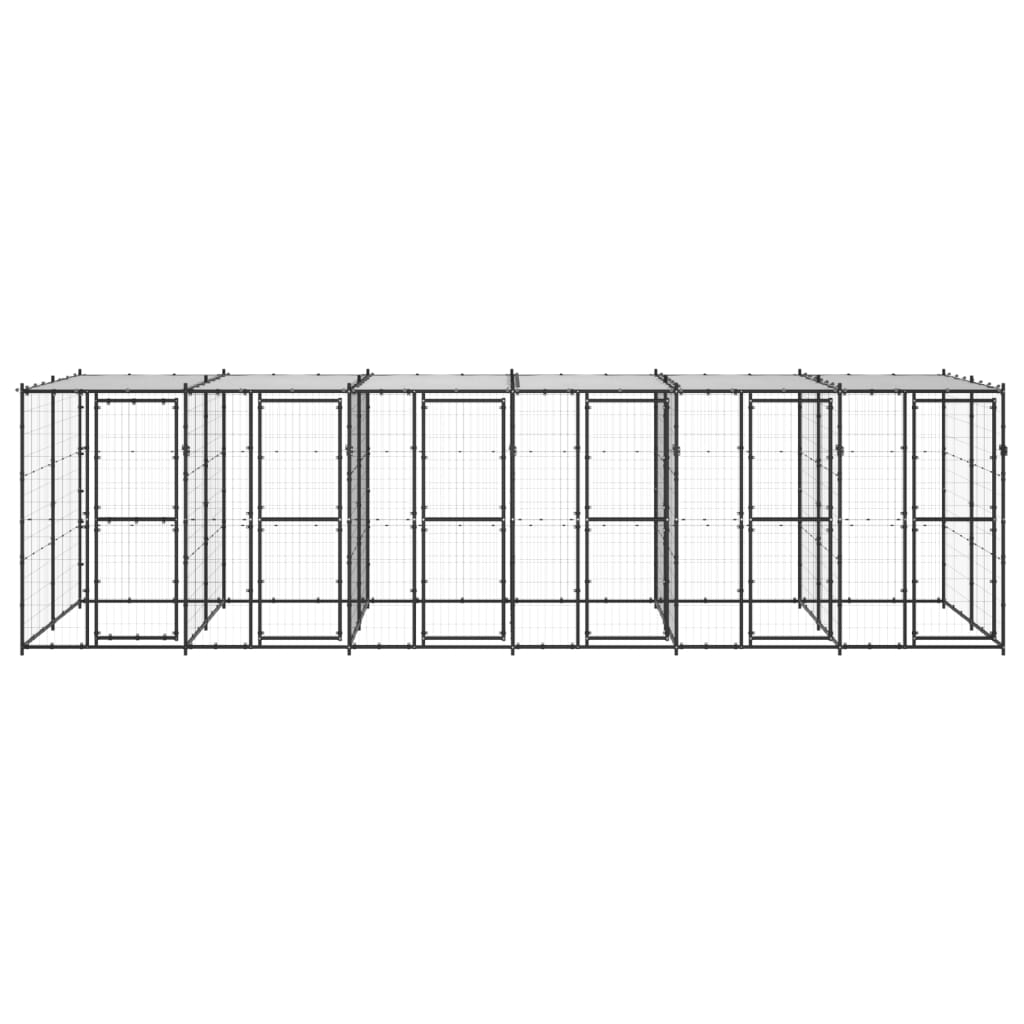 

vidaXL Hondenkennel met dak 14,52 m² staal