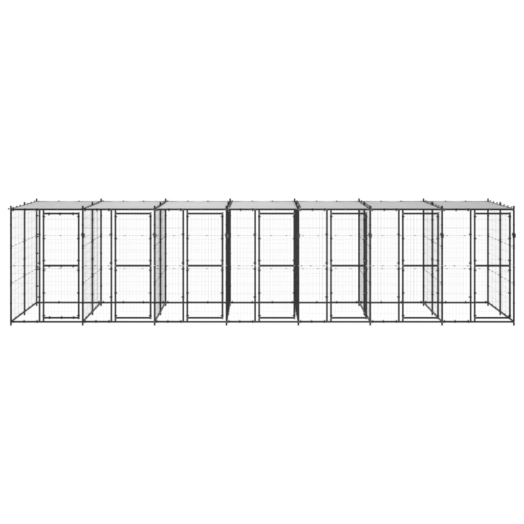 

vidaXL Hondenkennel met dak 16,94 m² staal