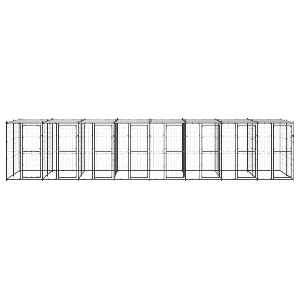 vidaXL Padoc pentru câini de exterior cu acoperiș, 19,36 m², oțel