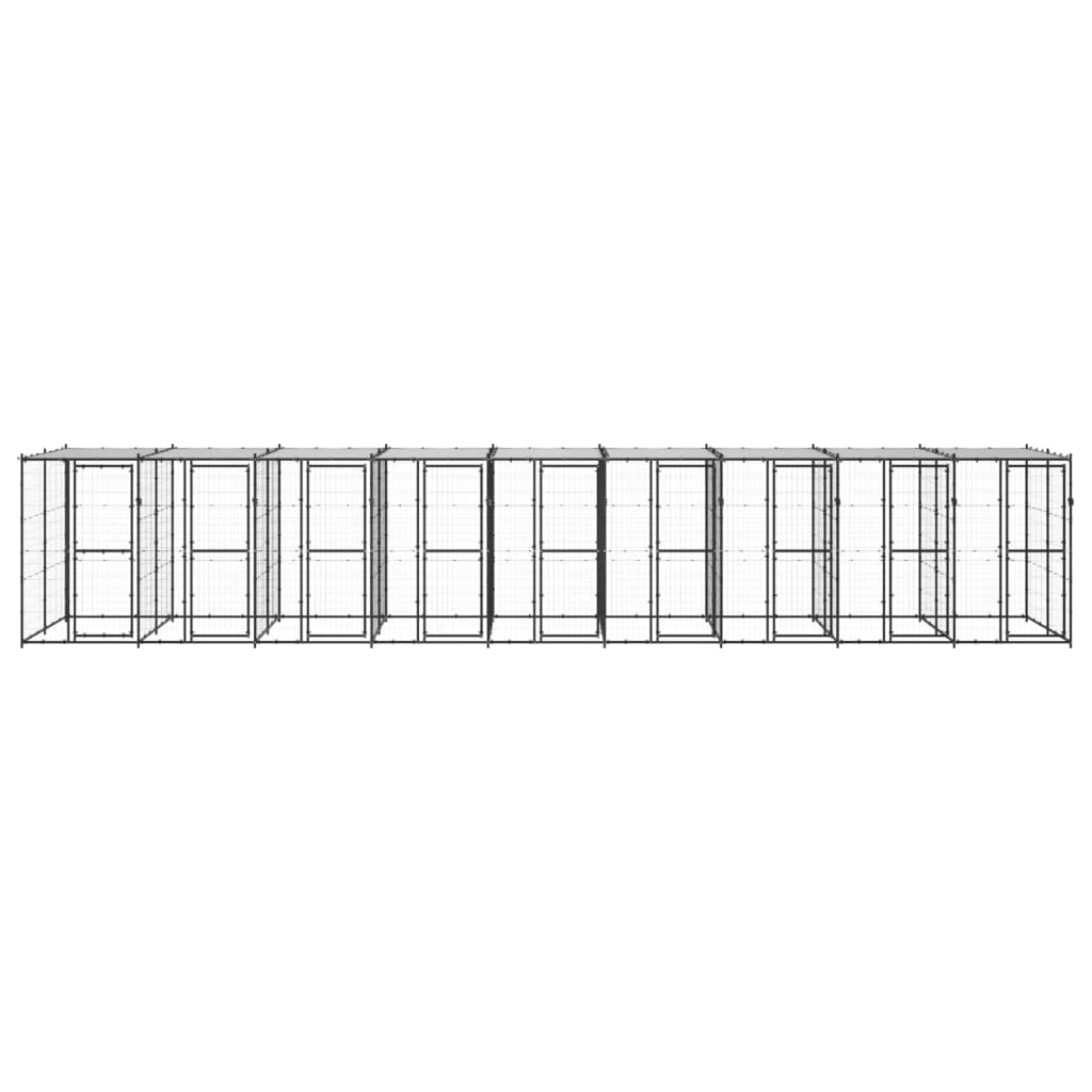 

vidaXL Hondenkennel met dak 21,78 m² staal