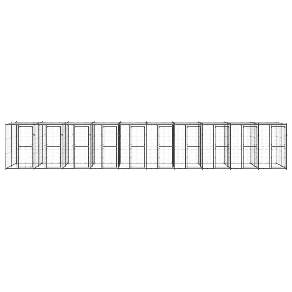 

vidaXL Hondenkennel met dak 24,2 m² staal