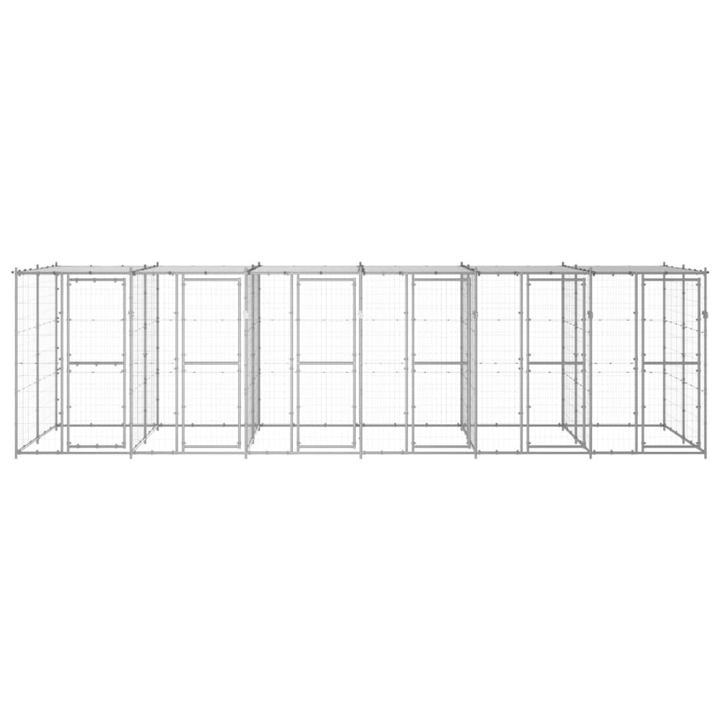 Thumbnail - vidaXL Outdoor-Hundezwinger mit Überdachung Verzinkter Stahl 14,52 m²